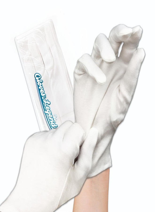 Gloves Legend 3 Pairs - Women Size Small - Gloves Legend White Cotton Moisturizing Gloves for Dry Hands Eczema Sleeping Nighttime Care - Image 1